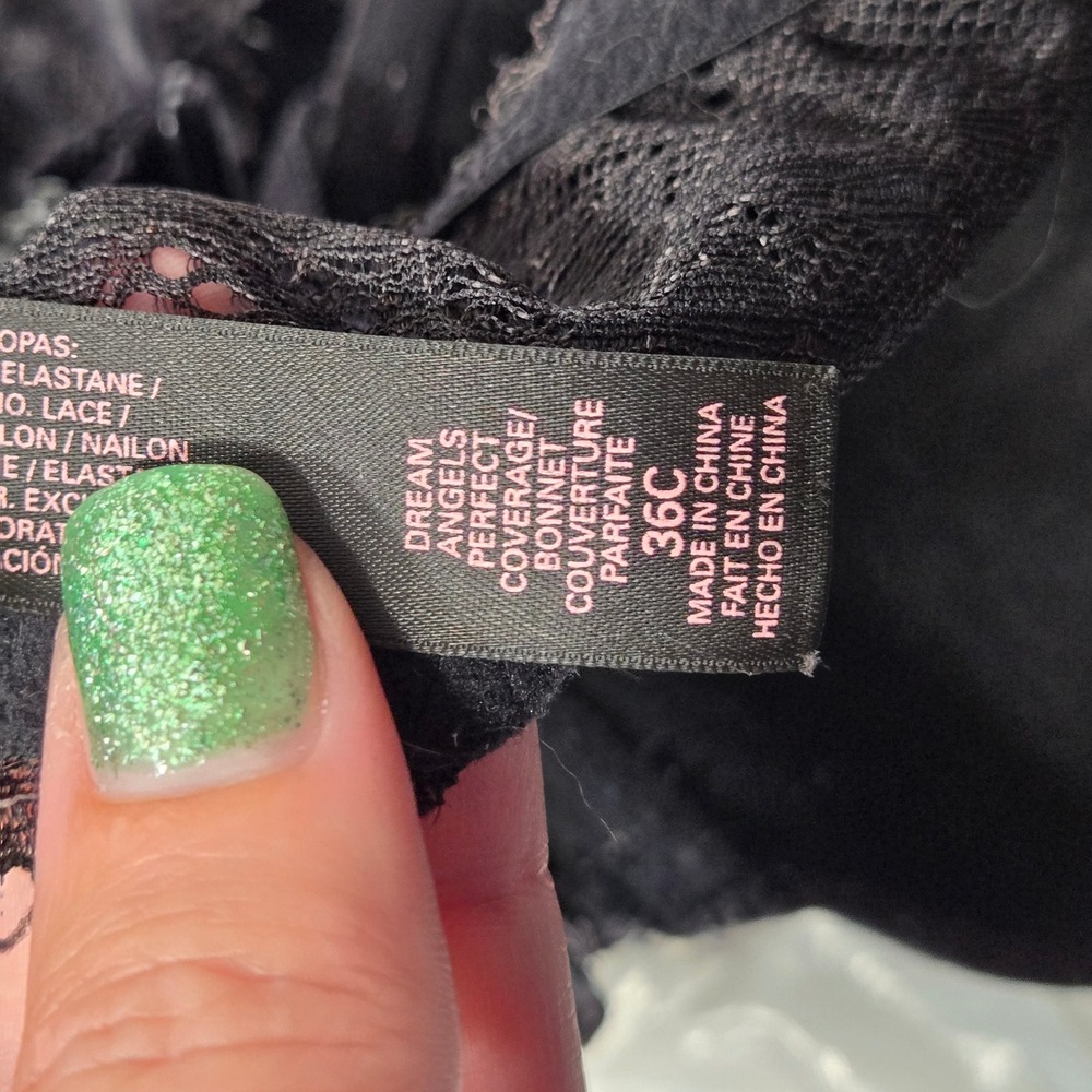 Victorias Secret Dream Angels Perfect Coverage Bra Black Lace 36C 332929-DL3 - Picture 6 of 7